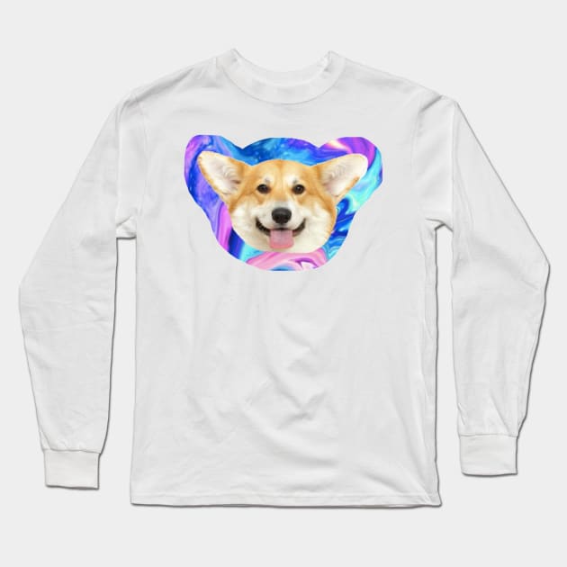 Galaxy Corgi Sticker Long Sleeve T-Shirt by Biscuit25